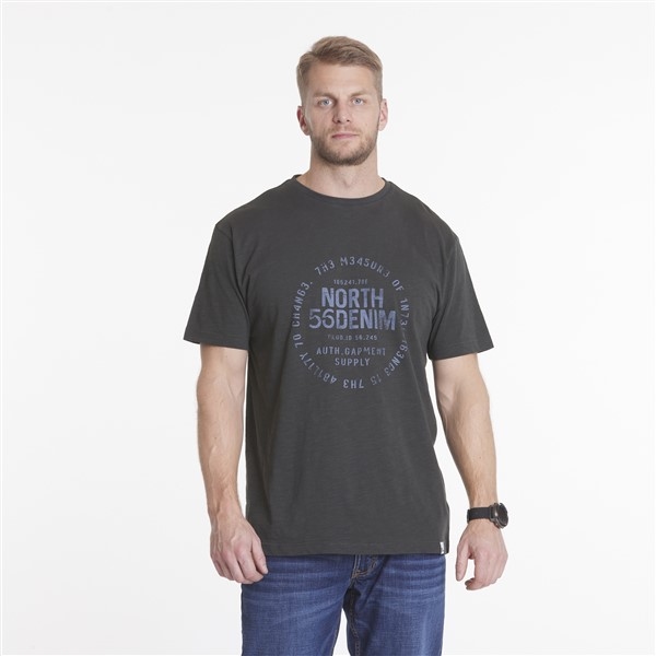 North 56Denim T-shirt print 56Denim, grijs-bruin
