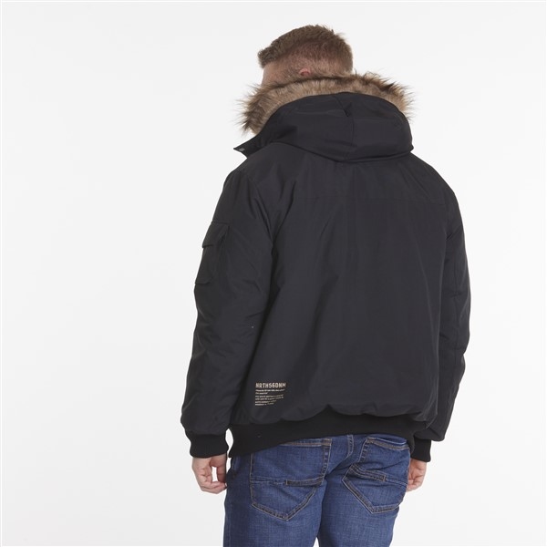 North 56Denim Winterjack m. capuchon, zwart