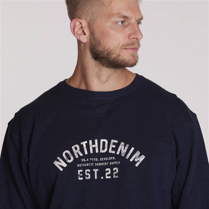 North 56Denim zomer sweater print m. logo, navy
