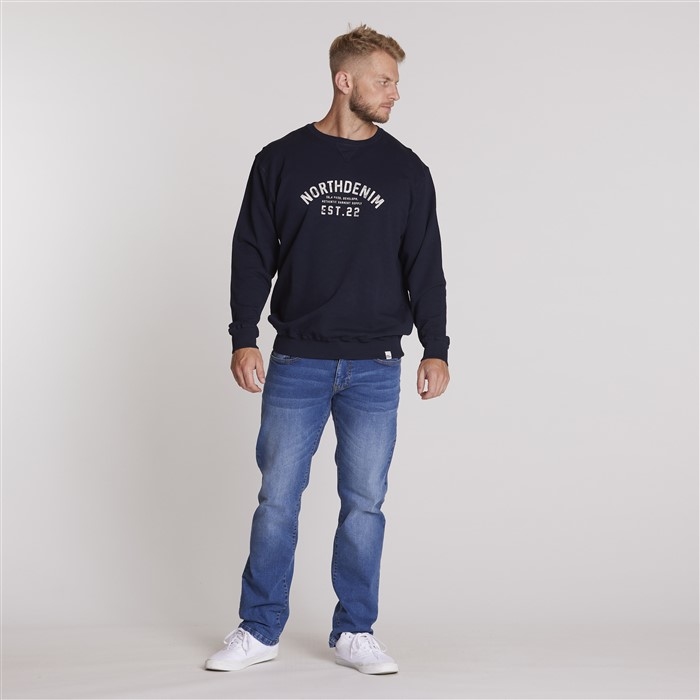 North 56Denim zomer sweater print m. logo, navy