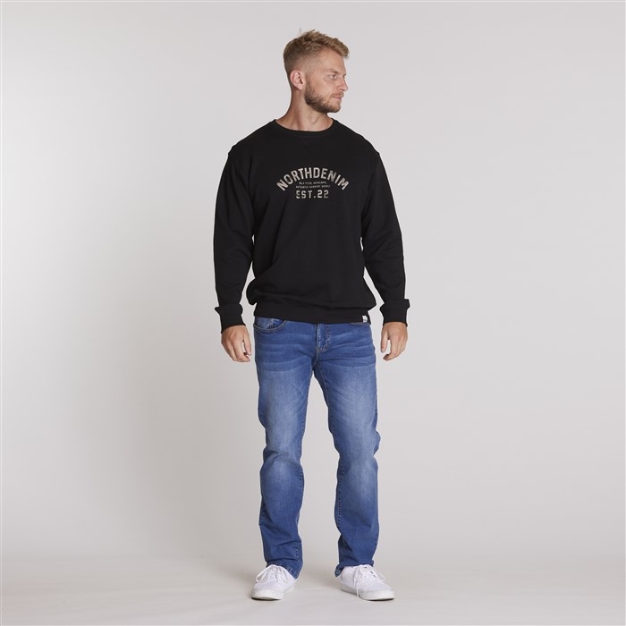 North 56Denim zomer sweater print m. logo, zwart