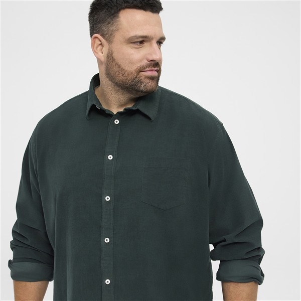 North Latitude Corduroy overhemd lange mouw, d.green