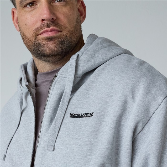 North Latitude Hoody vest m. rugprint, grijs melée