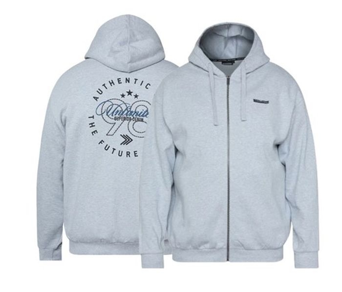 North Latitude Hoody vest m. rugprint, grijs melée