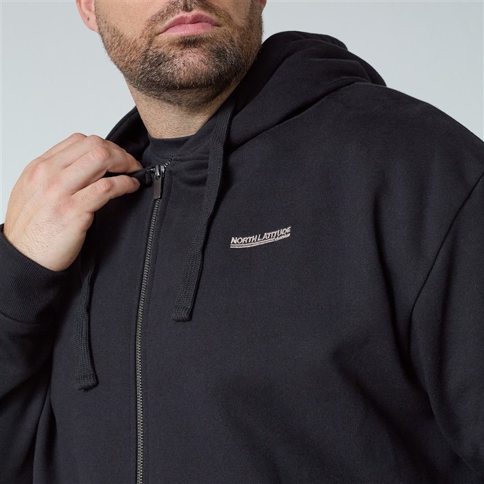 North Latitude Hoody vest m. rugprint, zwart