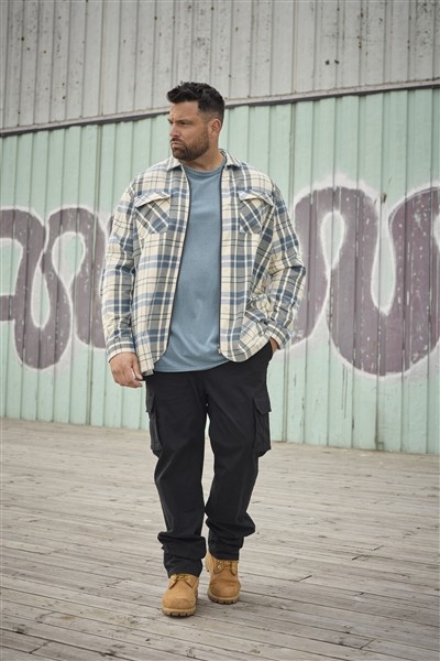 North Latitude Overshirt m. rits, geblokt off-white