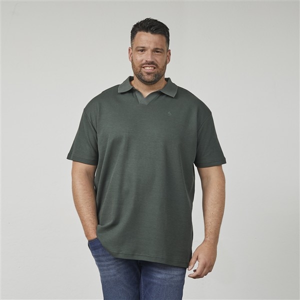 North Latitude polo m. V-neck split, uni dust green