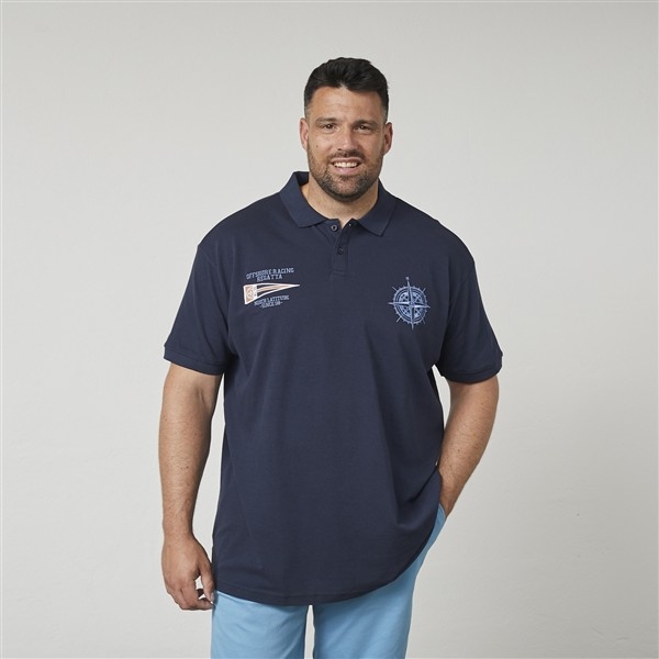 North Latitude polo pique 'Regatta Compass', navy