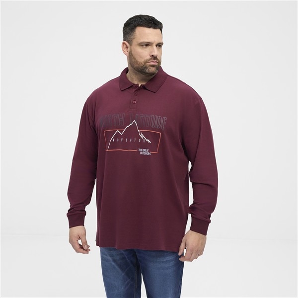 North Latitude polo pique LM superflex+print, bordo