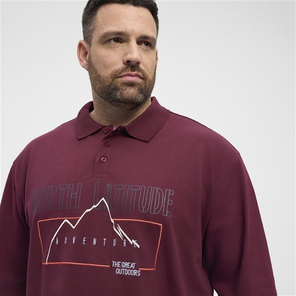 North Latitude polo pique LM superflex+print, bordo