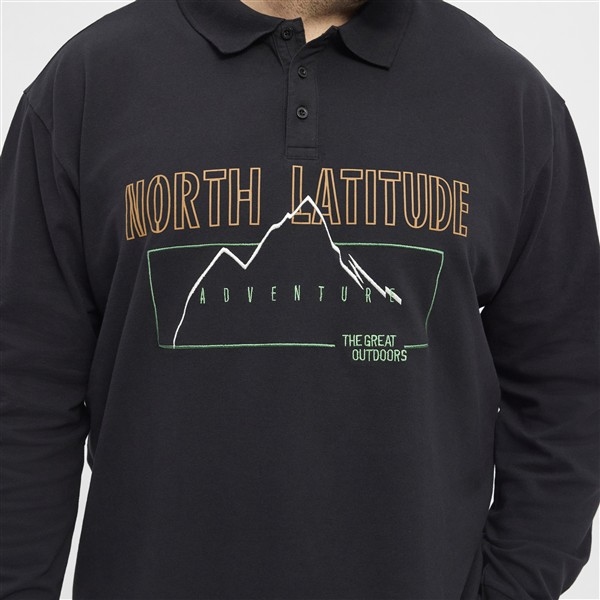 North Latitude polo pique LM superflex+print, zwart