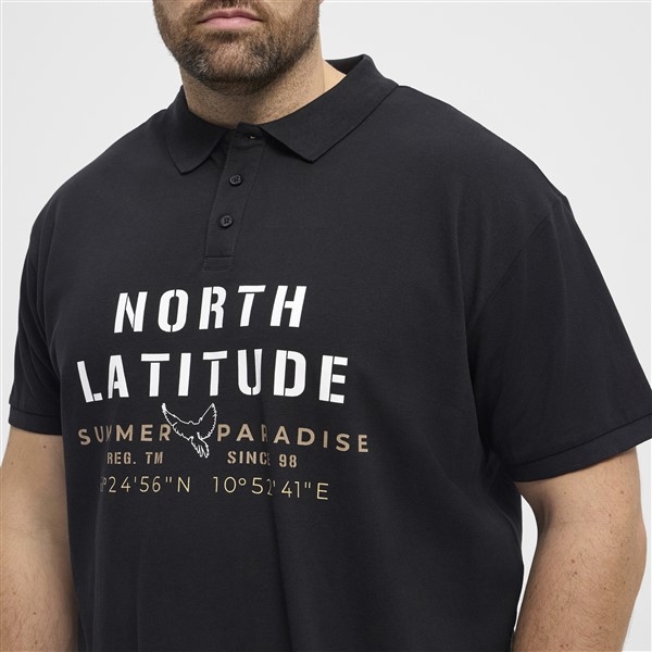 North Latitude polo piquee m. logo, zwart
