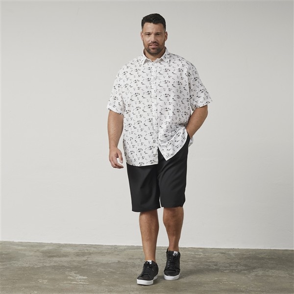 North Latitude shirt katoen/linnen Palmen, wit