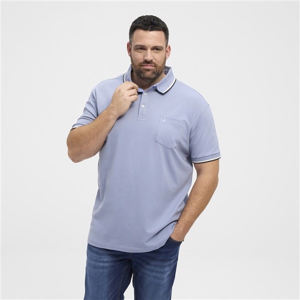 North Latitude sportieve polo m. contrast kraag, l. blauw