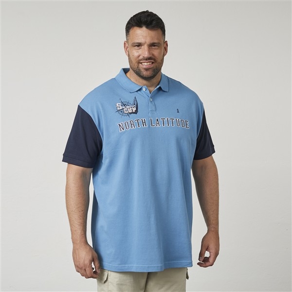 North Latitude sportieve polo pique m. logo, blauw