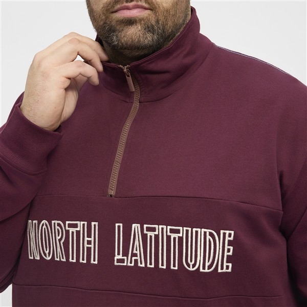 North Latitude sweatshirt m. print + rits, bordeaux