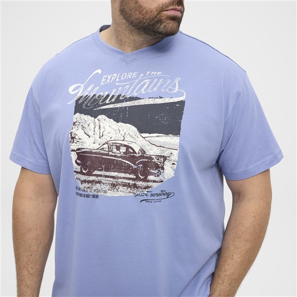 North Latitude T-shirt 'Explore the Mountains', l. blauw