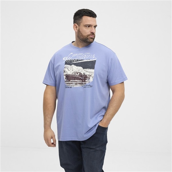 North Latitude T-shirt 'Explore the Mountains', l. blauw