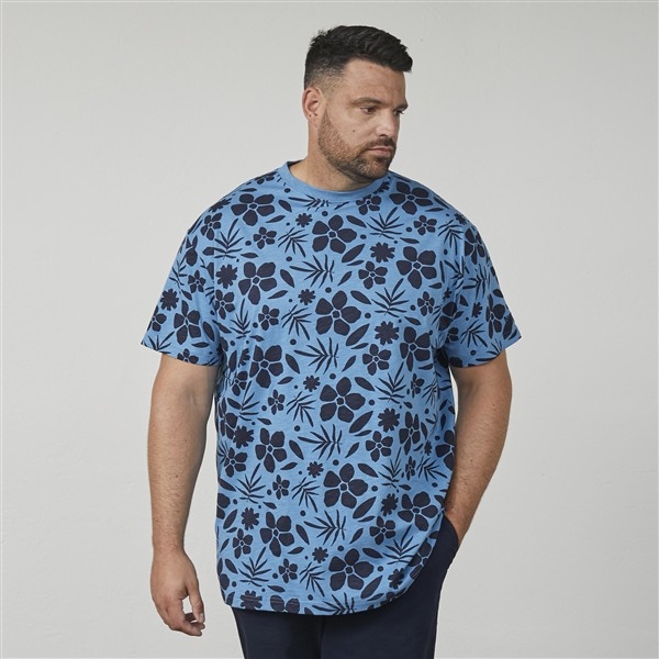 North Latitude T-shirt allover print, mid blue