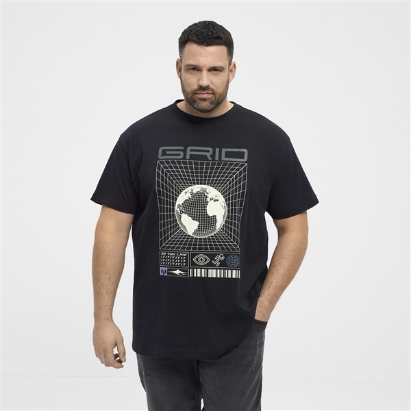 North Latitude T-shirt m. techno print, zwart