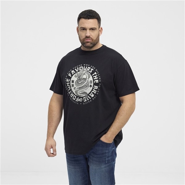 North Latitude T-shirt print "Fortune Drake", zwart