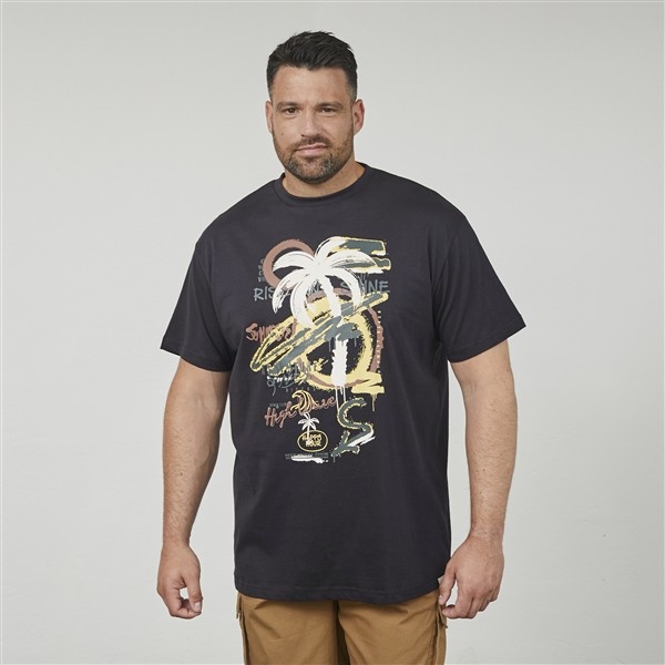North Latitude T-shirt print 'High wave', zwart