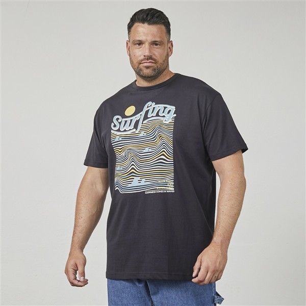 North Latitude T-shirt print 'Surfing wave', zwart