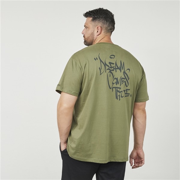 North Latitude T-shirt rugprint 'Dreams come true', olijf