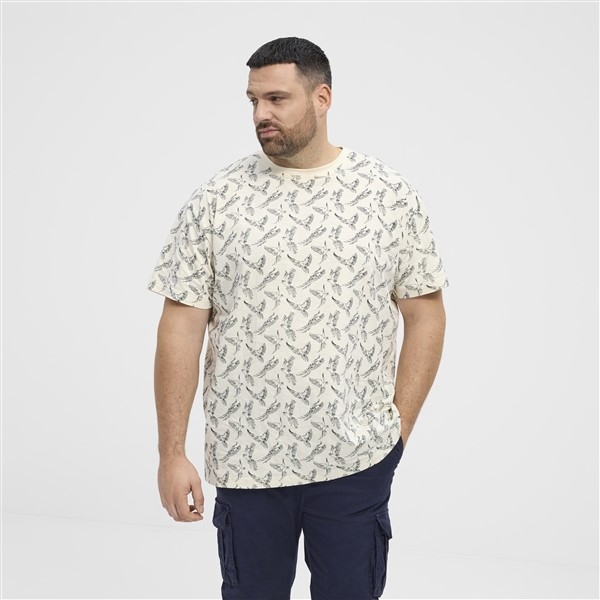 North Latitude T-shirt vliegende papegaaien, offwhite