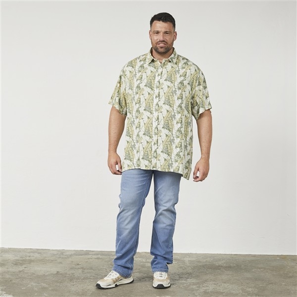 North Latitude viscose shirt Palmblad, olijfgroen