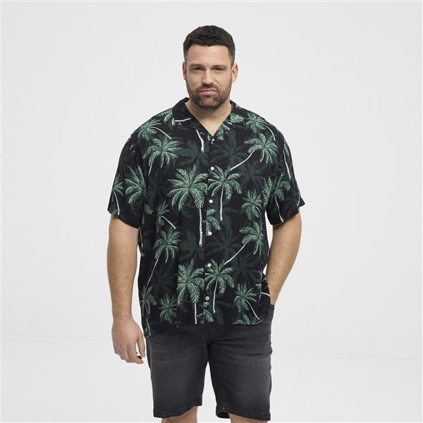 North Latitude zomers shirt m. palmen print, zwart