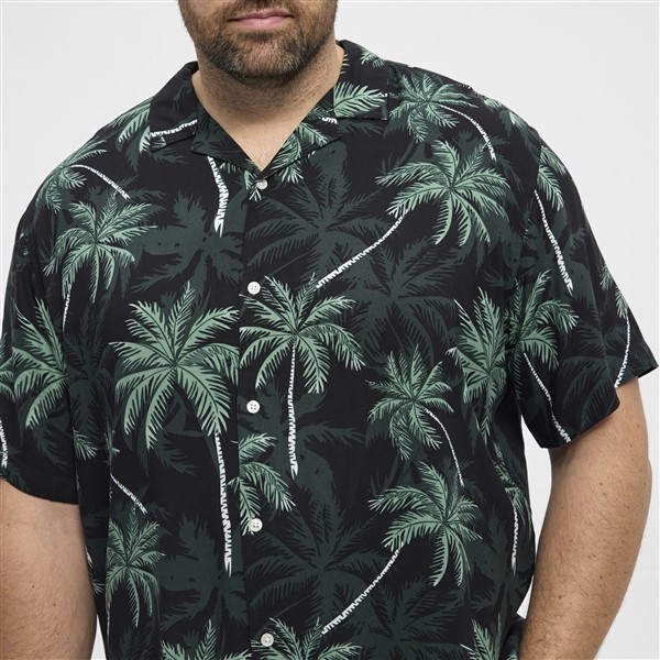 North Latitude zomers shirt m. palmen print, zwart