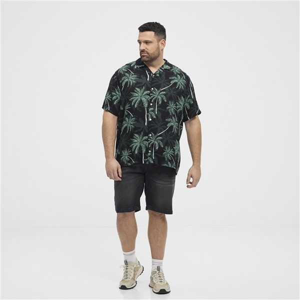 North Latitude zomers shirt m. palmen print, zwart