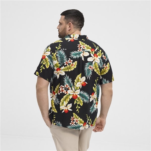 North Latitude zomers shirt m. planten print, zwart