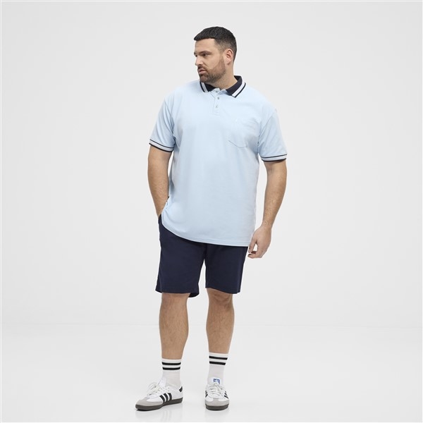 North polo piquee m. stretch+contrast kraag, L.blauw