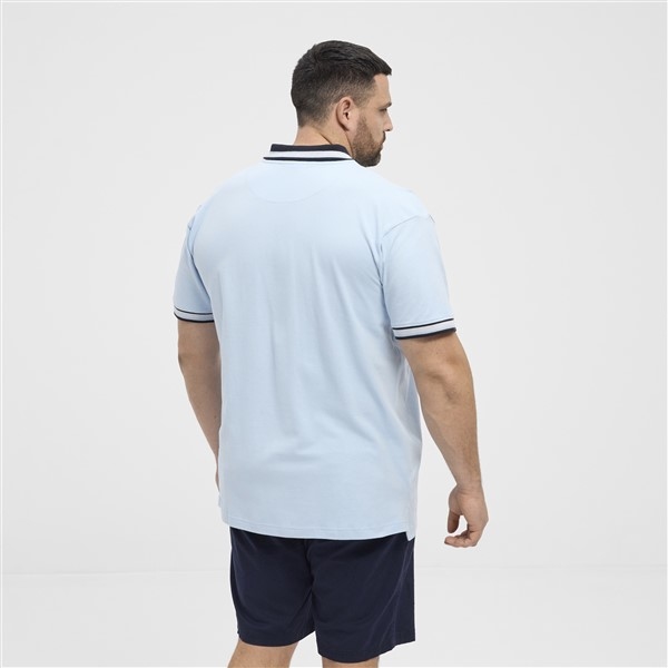 North polo piquee m. stretch+contrast kraag, L.blauw