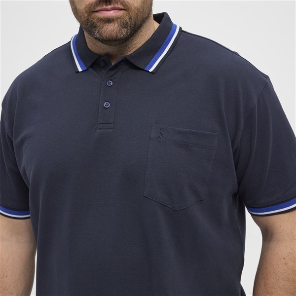 North polo piquee m. stretch+contrast kraag, night blue