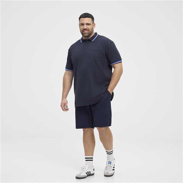 North polo piquee m. stretch+contrast kraag, night blue