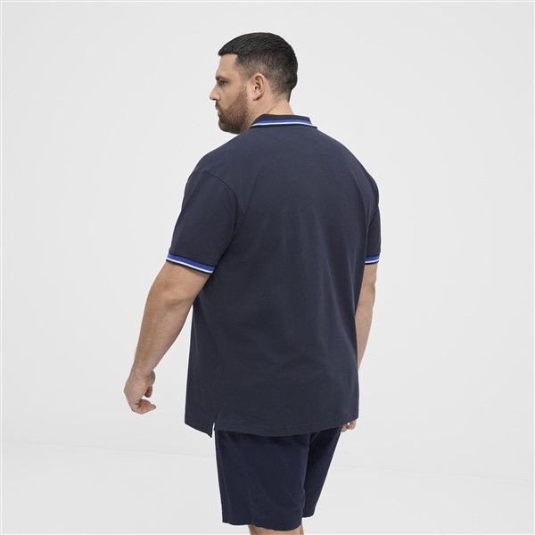 North polo piquee m. stretch+contrast kraag, night blue