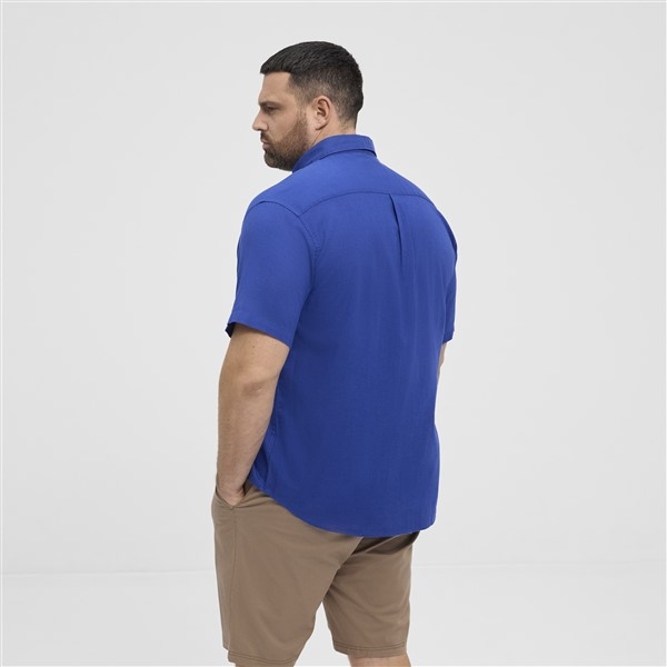 North shirt katoen/linnen, kobalt blauw