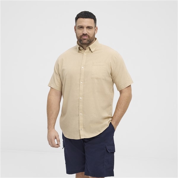 North shirt katoen/linnen, sand melange