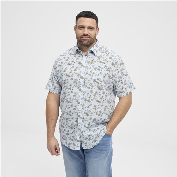 North shirt katoen/linnen Palmen, l.blauw