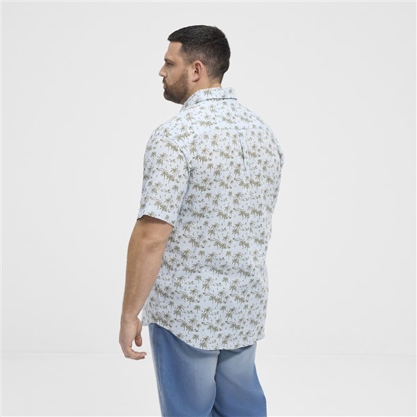 North shirt katoen/linnen Palmen, l.blauw