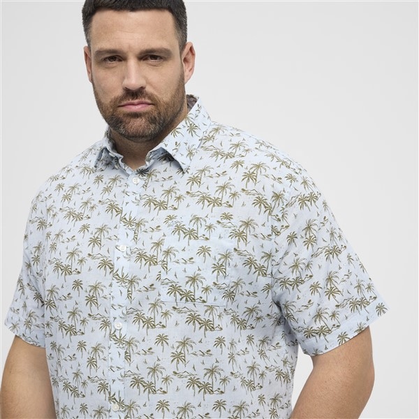 North shirt katoen/linnen Palmen, l.blauw