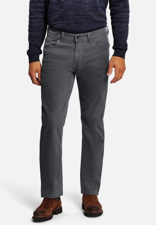 PIONEER 5-pocket jeans Peter stretch m. hoge taille, d.grijs
