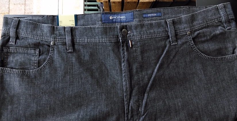 PIONEER 5-pocket jeans Peter stretch m. hoge taille, dgrijs