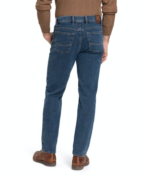 PIONEER 5-pocket jeans Peter stretch m. hoge taille, washed
