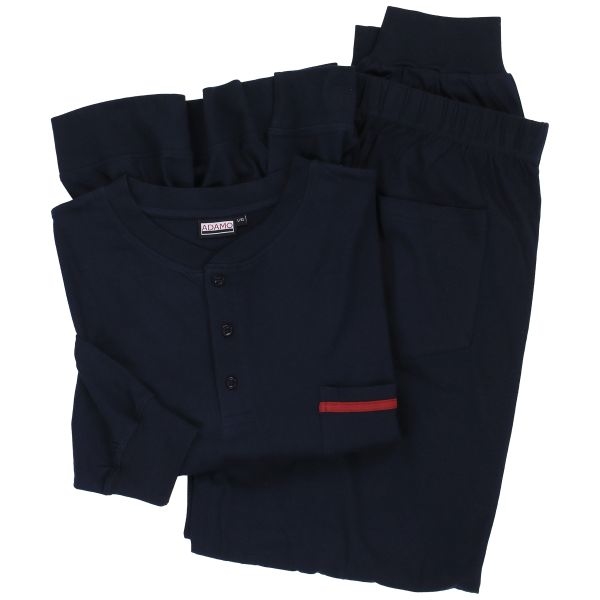 Pyjama m. lange broek en boordjes, effen navy