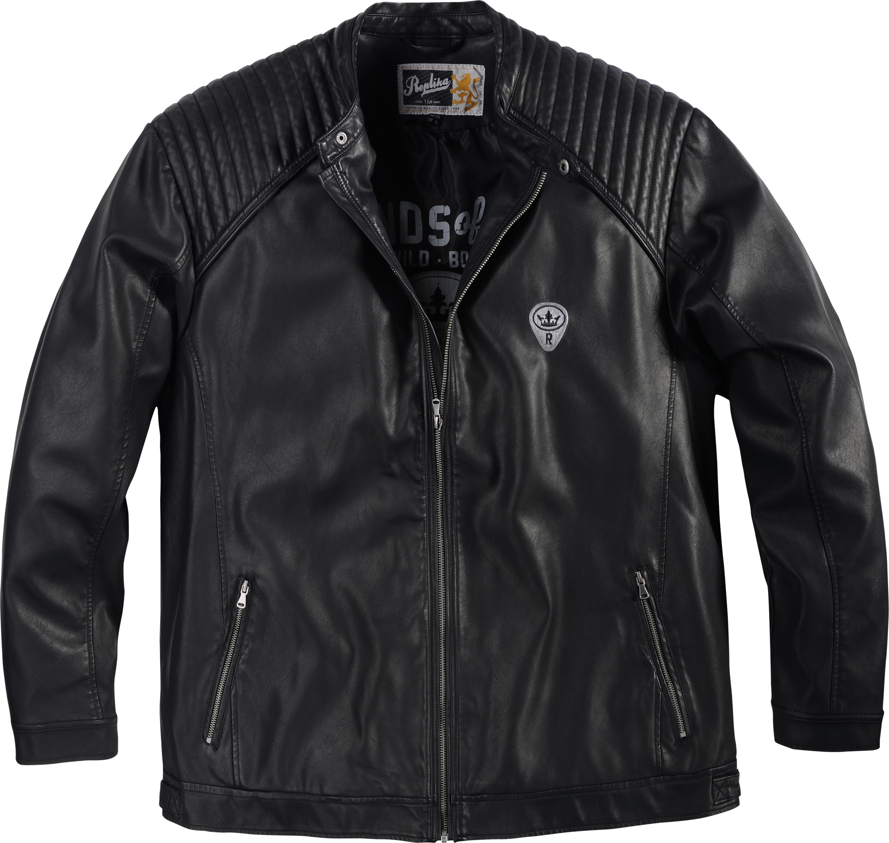 Replika biker jack PU, zwart