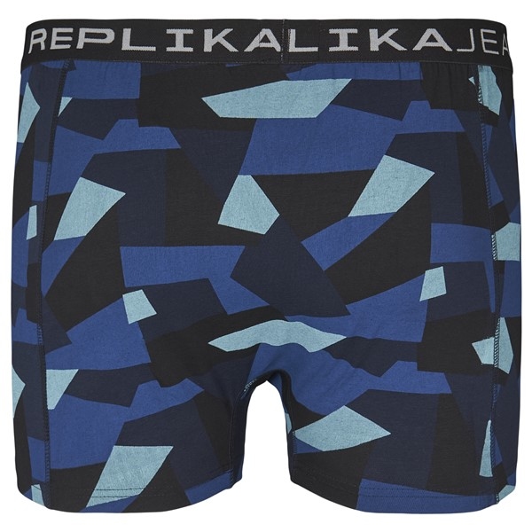 Replika boxershort m. stretch Blokken print, blauw